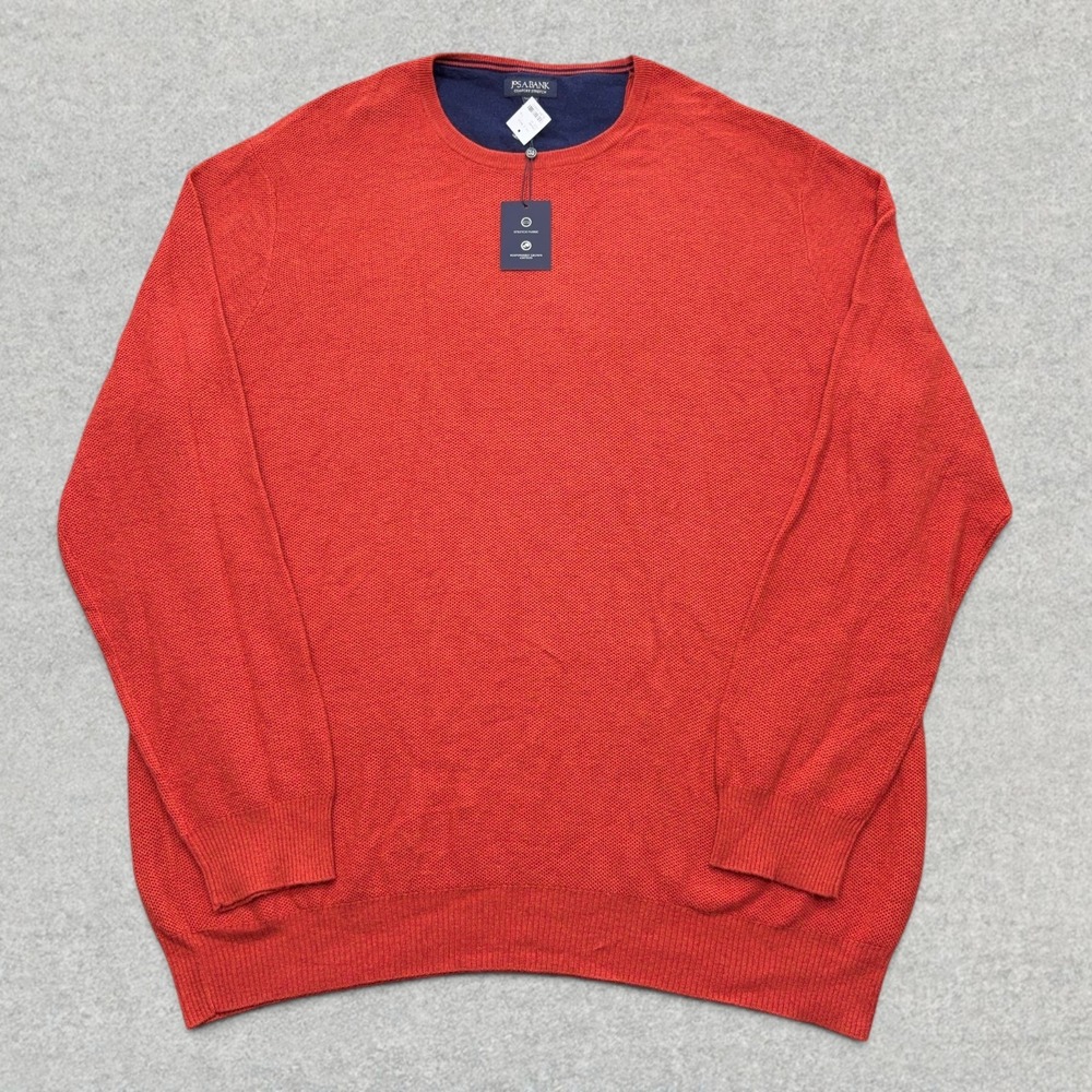 Jos A Bank Sweater Mens 3XL Orange Knit Stretch Tailored Fit Wool Blend NWT